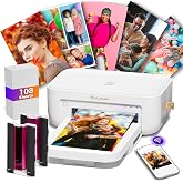 HPRT Photo Printer 4x6 with 108 Sheet Photo Paper&amp; 2 Ribbon | Instant Picture Printer for iphone, Smartphone, Thermal Dye Sublimation, WI-Fi Connnecting, Home Use, White