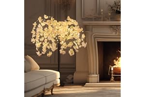 Skcoipsra 4' Cherry Blossom Tree with 228 LED Fairy Lights, Artificial Lighted Trees for Decoration Inside, 8 Lighting Modes Pink Tree with Faux Flower for Wedding Party Christmas Indoor Outdoor Decor