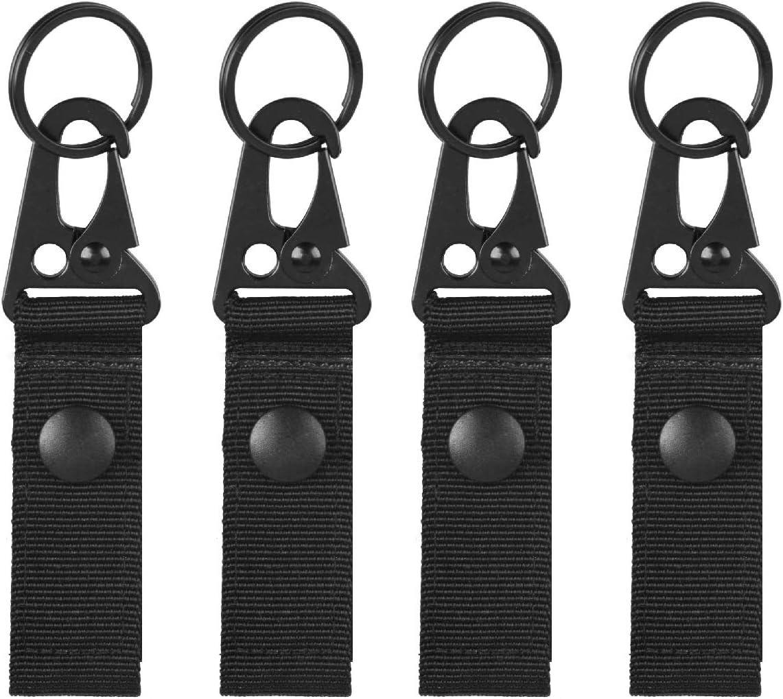 TRIWONDER Tactical Belt Key Holder Molle Belt Loop Key Clip Webbing Strap Keychain Ring Hook for Hiking Camping Backpacking (Black