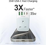 toomke UK to EU Adapter Plug 35W PD USB-C 4 Ports Type E/F Travel view 2