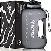 XBOTTLE 1 Gallon Water Bottle with Chug lid, BPA Free Dishwasher Safe 128oz Large Water Bottle with Motivational Time Marker and Handle Leak-proof Big Water Jug for Camping Sports Workouts (chug lid)