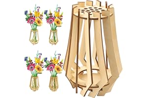 WJCJTJL Vase for Lego Flowers - Wooden Flower Vase for Lego Flower Bouquet Building Set - Display Stand for Lego Roses Cherry Blossom Sunflower Tulips Daffodils Lotus - Gift for Lego Flower Lovers