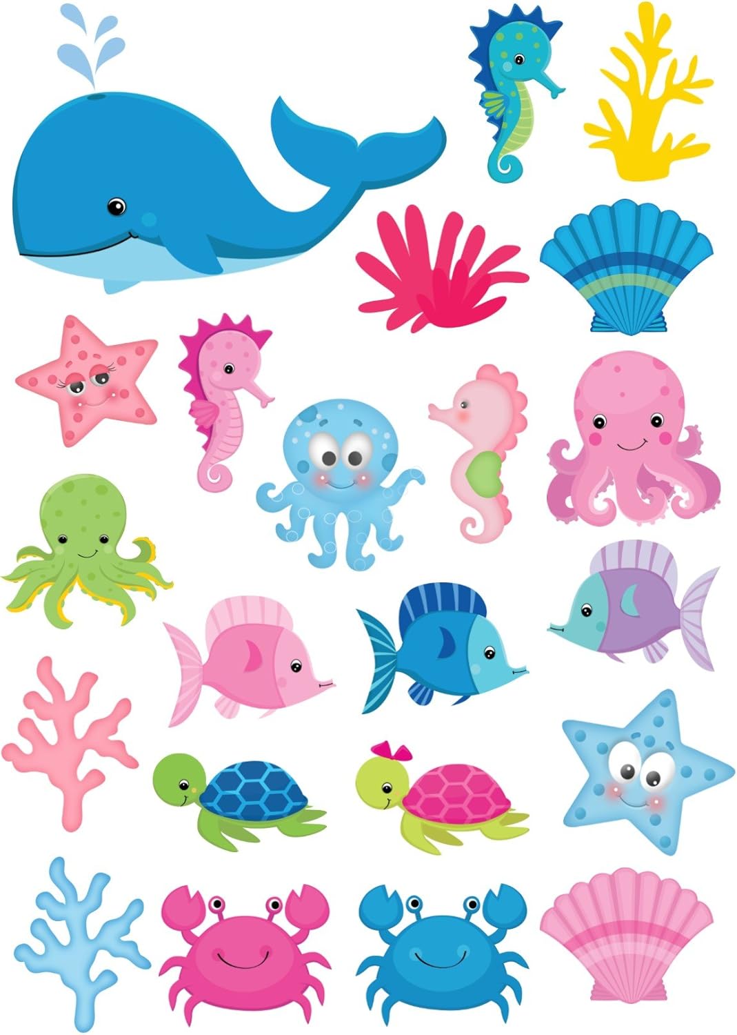 22 Under The Sea Fish Shapes Theme Cake Toppers On Icing Simply Cut Out Amazon Co Uk Kitchen Home