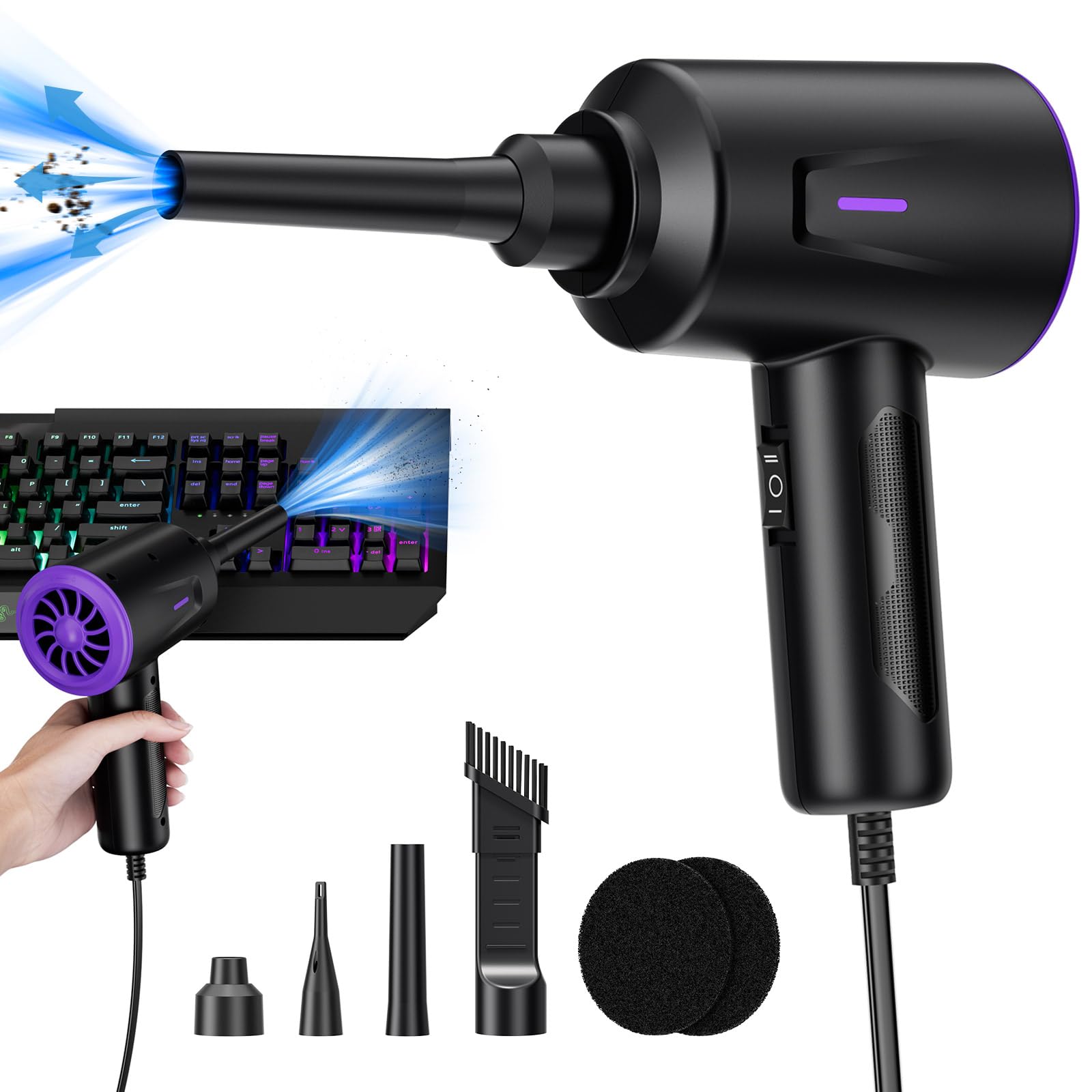 Goweto Computer Vacuum Cleaner - Powerful 35000RPM Electric Air Duster - Compressed Air For