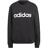 adidas Women's Essentials Linear French Terry Sweatshirt, Black/White, X-Small