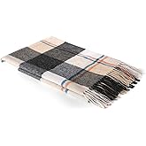 INTE IVE CARE 100% Pure Cashmere Scarf, Oversized Luxury Winter Wrap for Women & Men, Soft Fringed Scarf in Solid & Plaid