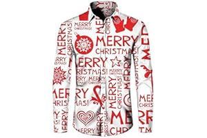 Mens Ugly Christmas Shirt Button Up Long Sleeve Regular Fit Tops Casual Funny Cute Xmas Plaid Graphic Printed Shirts