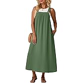 Lepunuo Summer Dresses for Women 2026 Casual Boho Overall Dress Adjustable Cover up with Pockets