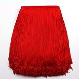 Fringe Trim Lace Polyerter Fibre Tassel 12inch（″） Wide 10 Yards Long for Clothes Accessories and Latin Wedding Dress and DIY Lamp Shade Decoration Black (Black) (Red)