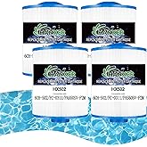 HANXER® PAS50SV-F2M Spa Filter Cartridge Replaces for Unicel 6CH-502, Filbur FC-0311, PAS502SV, AK-90161, PAS50, M60506, XLS-604, 60506 Hot Tub Filter, 50 sq.ft Artesian Spas, 4 Pack