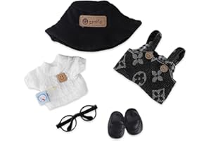 JAOLEE Clothes for Labubu(NO Doll), Clothes for Doll, 5PCS Set Hat Clothing for 17cm Dolls, Including Clothes, Hats, Pants, Shoes, Glasses