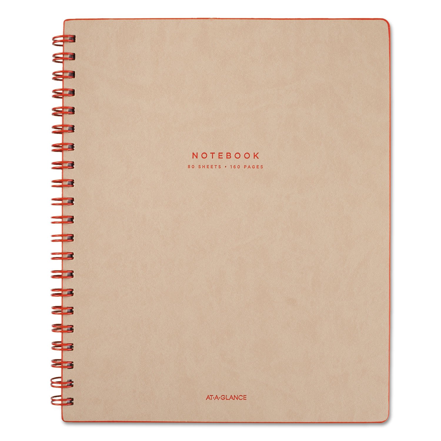 AT-A-GLANCE Collection Twin Wire Notebook, Ruled, 80 Sheets, 11" x 8 3/4", Tan/Red (YP14107)