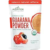 Alovitox Organic Guarana Seed Powder | Raw Guarana Seed Extract, Vegan, Non-GMO & Gluten-Free (Superfood, 65mg of Natural Caffeine per Serving) 8oz/113 Servings