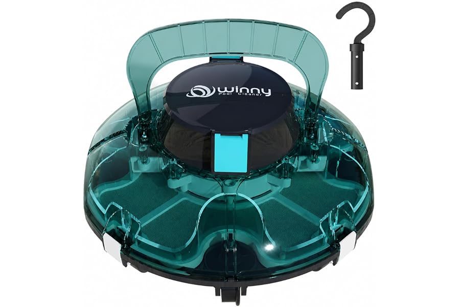 (2026 Upgrade) Cordless Pool Vacuum for Above Ground Pool, Automatic Pool Cleaner Robot Cleaning Up to 660 sq.ft, Dual-Layer Filtration, 90 Mins Runtime, Self-Parking, with Hook (Tech Green)