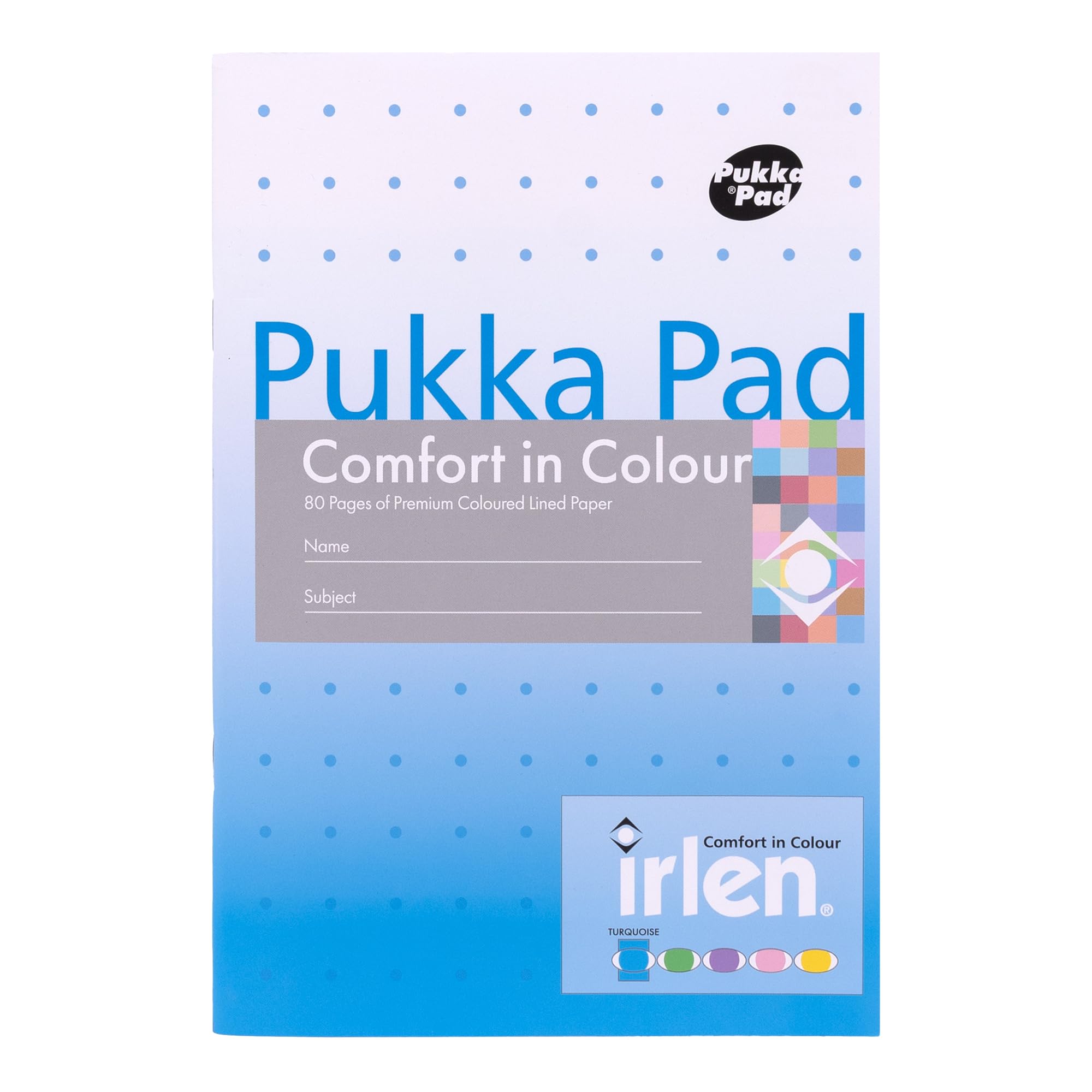 Pukka Pad Irlen A5 Exercise Book – Pack of 5 Staple Bound Notebooks with 80 Pages, 40 Sheets of 80GSM Paper – Designed with Guidance from the Irlen Institute to Help with Visual Processing – Turquoise