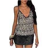 MakeMeChic Women's Mesh Sequin Camisole Top Sparkly Glitter Sleeveless Tops
