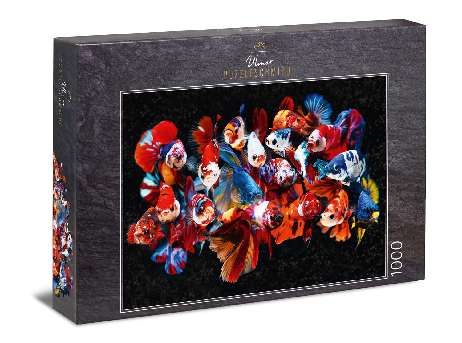 Ulmer Puzzleschmiede - Puzzle "Koi" - Colourful fish as a classic 1000 piece puzzle - puzzle motif of a colourful swarm of Koi carp in the water