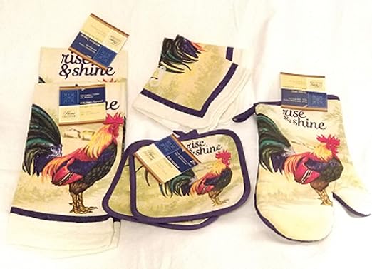 Amazon Com Home Collection Rooster Kitchen Decor 7 Pc Rise