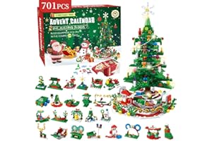Advent Calendar 2025 Building Blocks Kit - Christmas Tree, 24 Days Countdown Building Set with Lights, Christmas Tree Blocks 