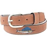 ZEP-PRO Men's Tan Leather Embroidered Sailfish Belt