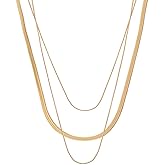 Layered Necklaces | Waterproof 18k Real Gold Plated Jewelry | Non Tarnish | PVD coated | Women's Jewelry | Gold Necklace for Women | Herringbone Necklace for Women | Snake Necklace