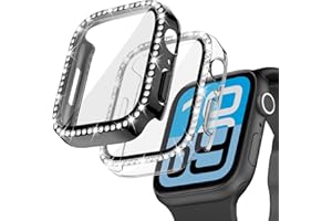 Goton 2-Pack Bling Case for Apple Watch Screen Protector 40mm SE 3/2/1, Series 6/5/4, Women Glitter Diamond Rhinestone Bumper Face Cover for iWatch Accessories 40 mm