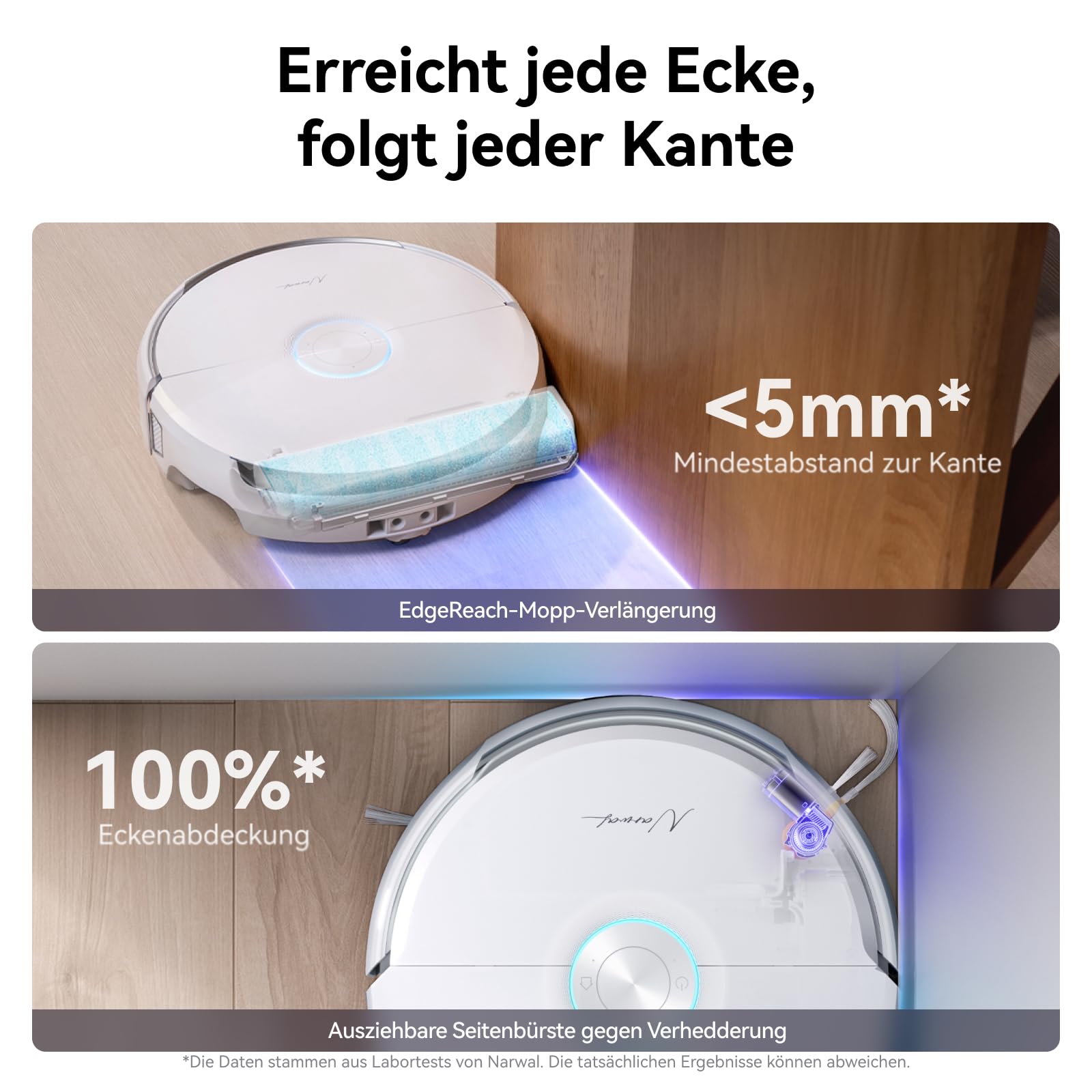 NARWAL Flow Saugroboter mit Wischfunktion, FlowWash-Moppsystem mit Echtzeit-Selbstreinigung, 22.000 Pa Wischroboter, Tierhaare DualFlow Tangle-Frei, 45-80°C Spülen und Heißlufttrocknung, Absaugstation 7