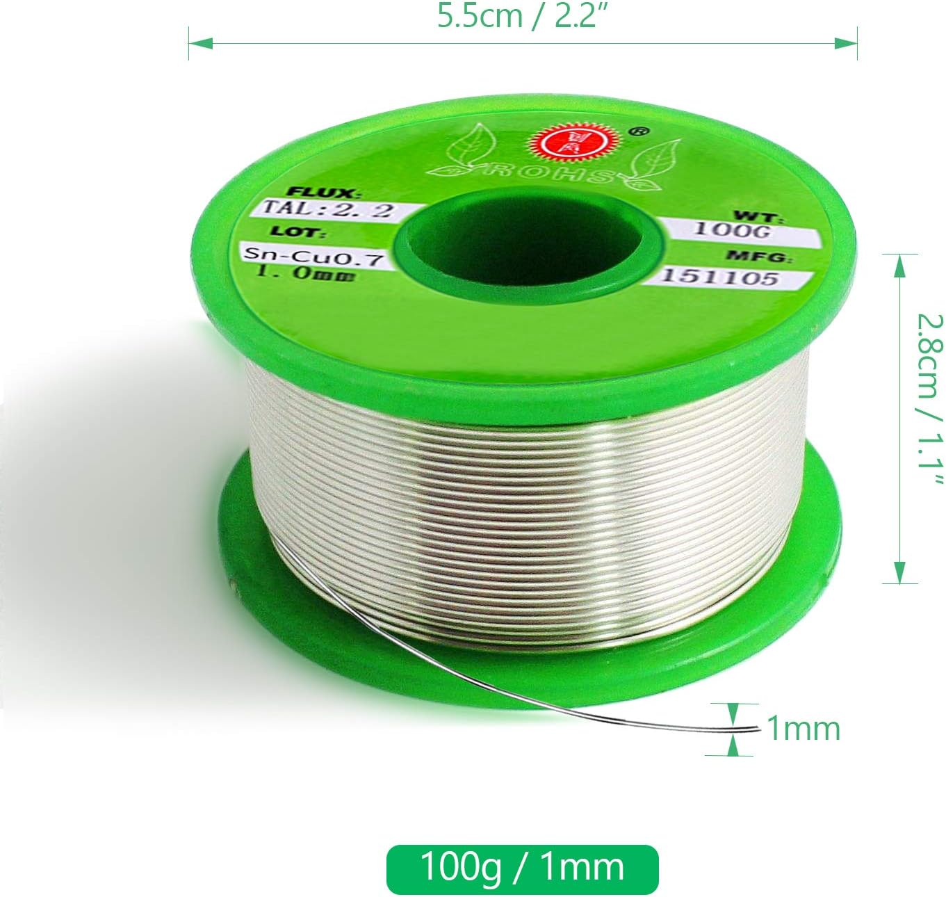SANTOO Sn-99.3 Cu-0.7 Hilo de Estaño de Núcleo de Colofoni