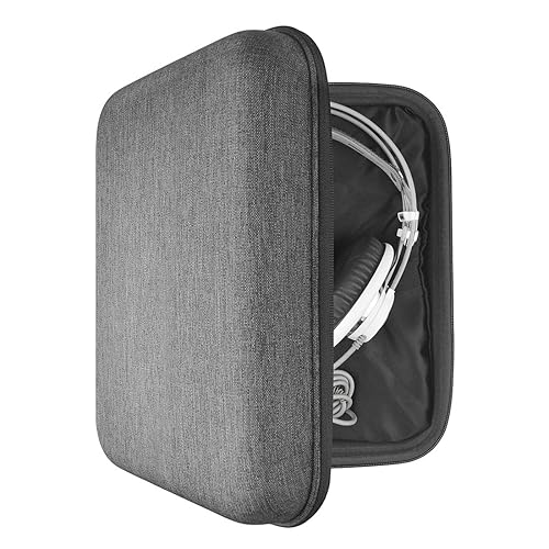 Geekria Shield Case For Large-Sized Over-Ear Headphones, Replacement Hard Shell Travel Carrying Bag With Cable Storage, Compatible With HiFiMAN Edition XS, Sundara-C Headsets (Microfiber Grey