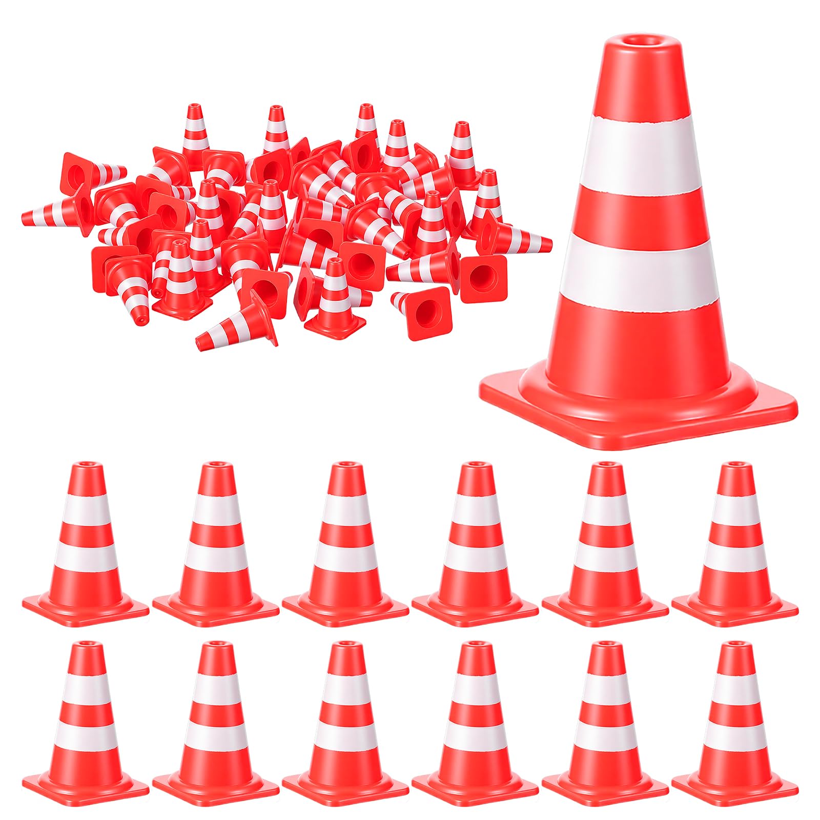 LLOUSSAK 50Pcs Mini Traffic Cones, 1 Inch Plastic Miniature Road Safety Football Cones, Mini Construction Cone for Training, Sports, Micro Landscape Sand Table, Model Roads