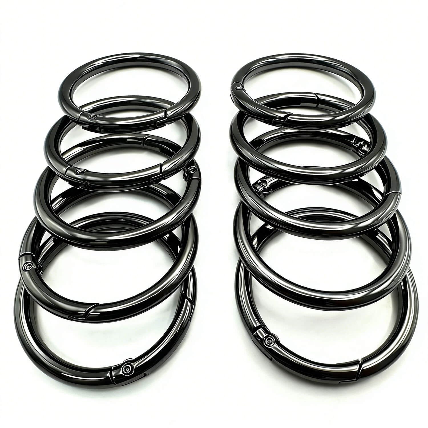 Photo 1 of 10 Pack 1.5 Inch Spring O Rings Clip, Metal Keychain Rings Key Ring Clip, Large Round Carabiner Clip for Keys, Bags, Buckle (Black)