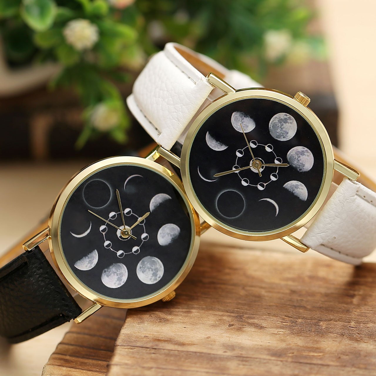 Top Plaza Unisex Women\'s Fashion Chic Moonphase Dress Watch, Gold Tone