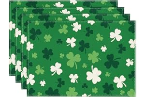 Artoid Mode Green Shamrock St. Patrick's Day Placemats Set of 4, 12x18 Inch Seasonal Spring Table Mats for Party Kitchen Dining Decoration