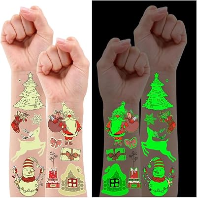 Leesgel Luminous Temporary Tattoos for Kids Christmas Stocking Fillers, 10
