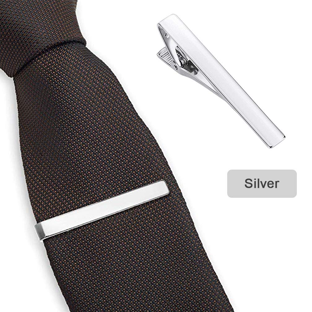 Roctee Tie Clips for Men, 3 Pack Classic Tie Clip Silver Gold Black Necktie Tie Bar Pinch Clips Suitable for Wedding Anniversary Business