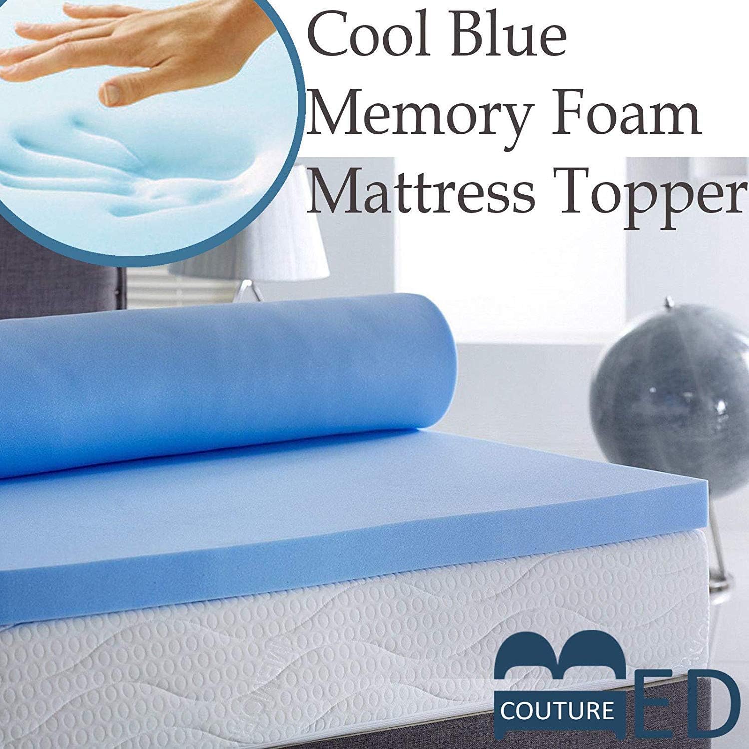 Bedcouture Cool Blue Touch Memory Foam Cooling Mattress Topper In 2