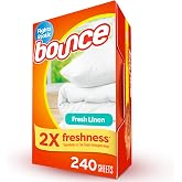 Bounce Fabric Softener Sheets, Fresh Linen Scent, 240 Count