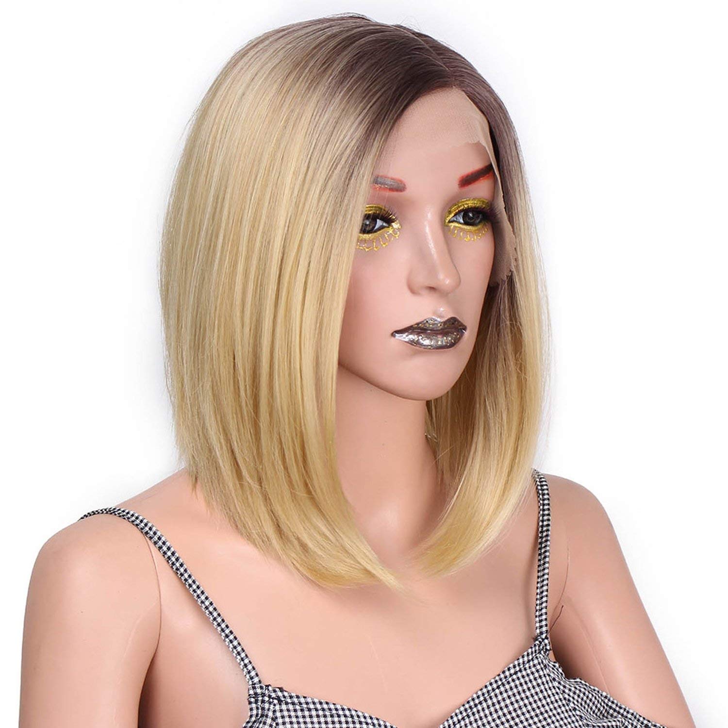 Amazon Com Synthetic Ombre Blonde Bob Front Lace Wigs 12 Inch