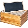 Honey Lake 8 Frame Beehive Deep Brood Box, Langstroth Honey Bee Hive Box Dipped in 100% Beeswax with Beehive Frames and Waxed Foundations for Beekeeper (Unassembled)