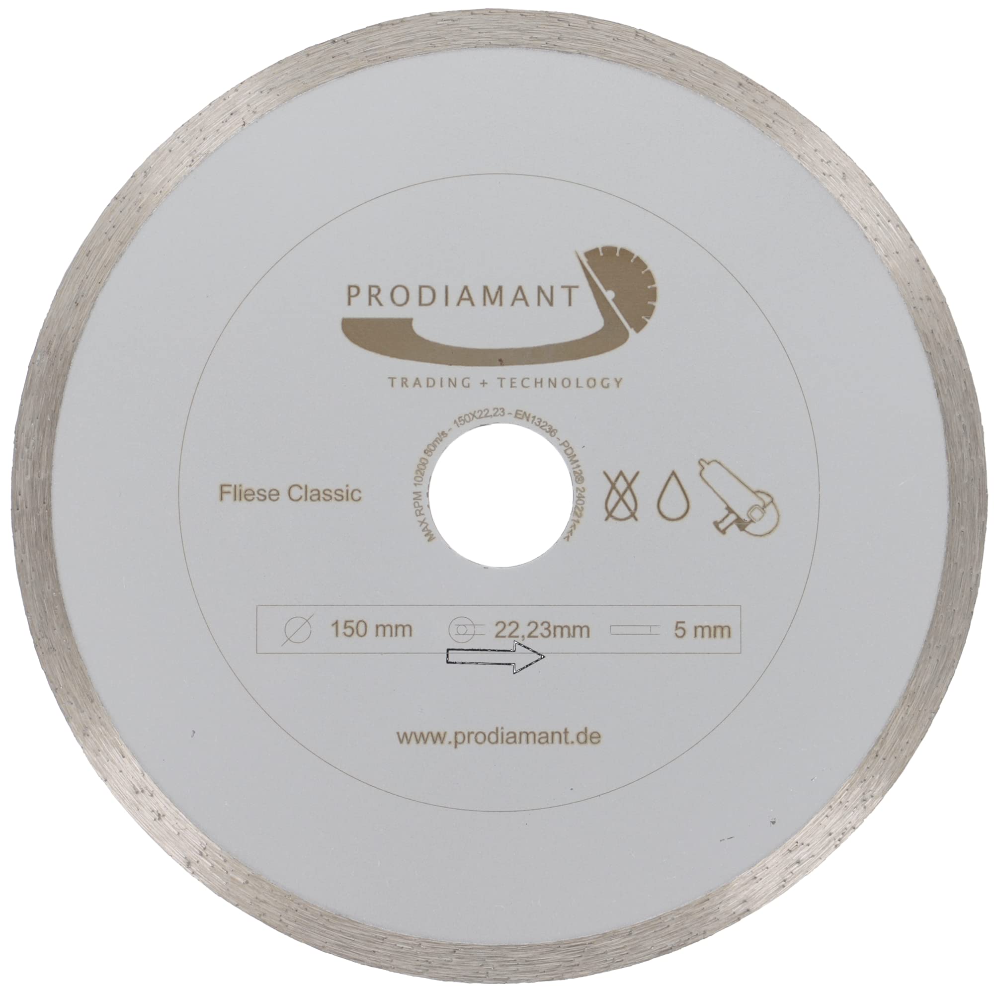 PRODIAMANT Diamond Cutting Disc Tile 150 mm x 22.2 mm Diamond Cutting Disc 150 mm