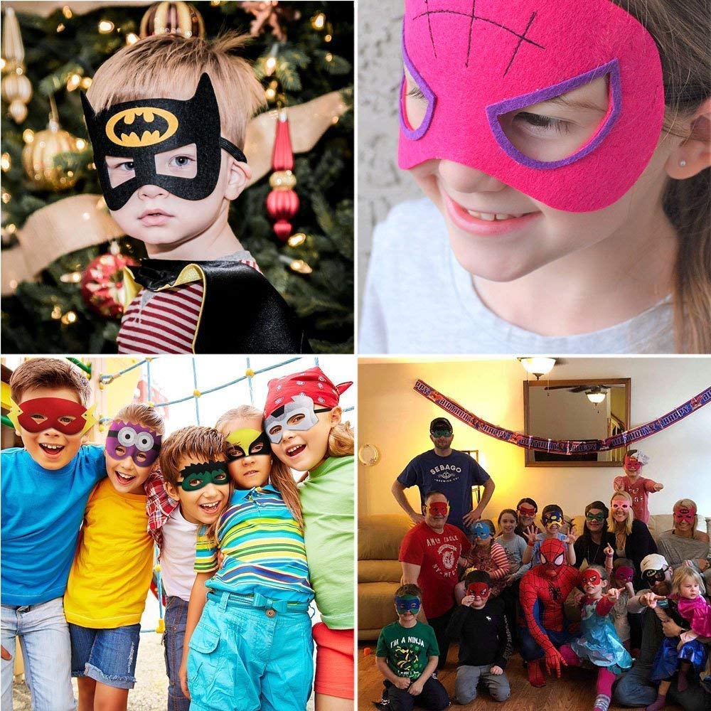 SouthStar Masks for Children, 15pcs Superhero Masks Felt Superhero Mask with Elastic Cord, Ideal for Children\'s Parties Bag Fillers