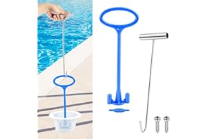 Jeyeou Skimmer Basket Handle, Universal Swimming Pool Skimmer Basket Handle Hook Pool Filter Basket Handle Fit All Inground Pool for Debris Removal Keep Hands Safe and Clean