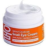 SeoulCeuticals Korean Snail Mucin Eye Cream - 97.5% Snail Filtrate K Beauty Anti Aging Under Eye Anti Wrinkle Eye Treatment Cream 0.5oz