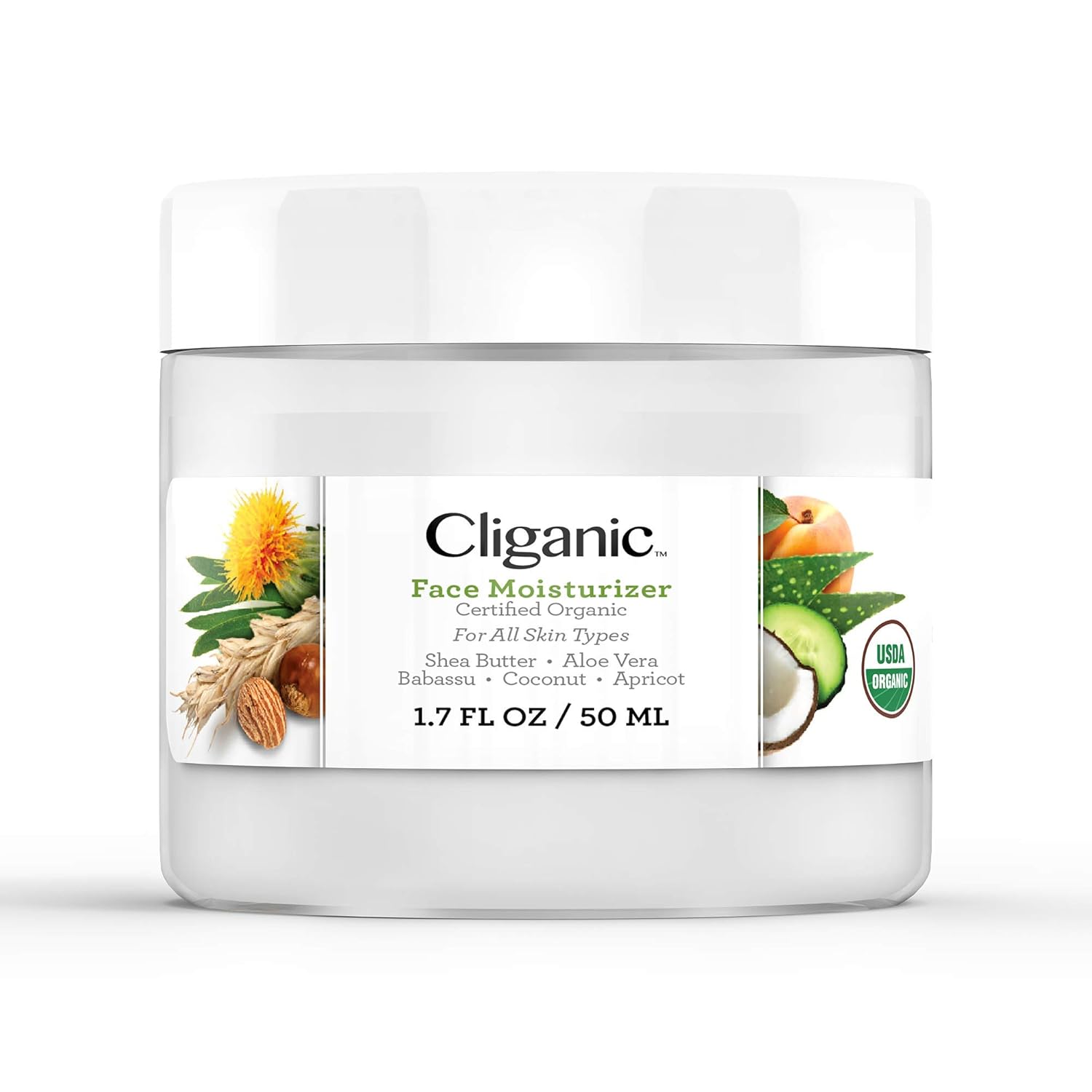 Cliganic Organic Face Moisturizer for Men & Women, 1.7oz, 50ml | for Normal, Dry & Oily Skin: Beauty