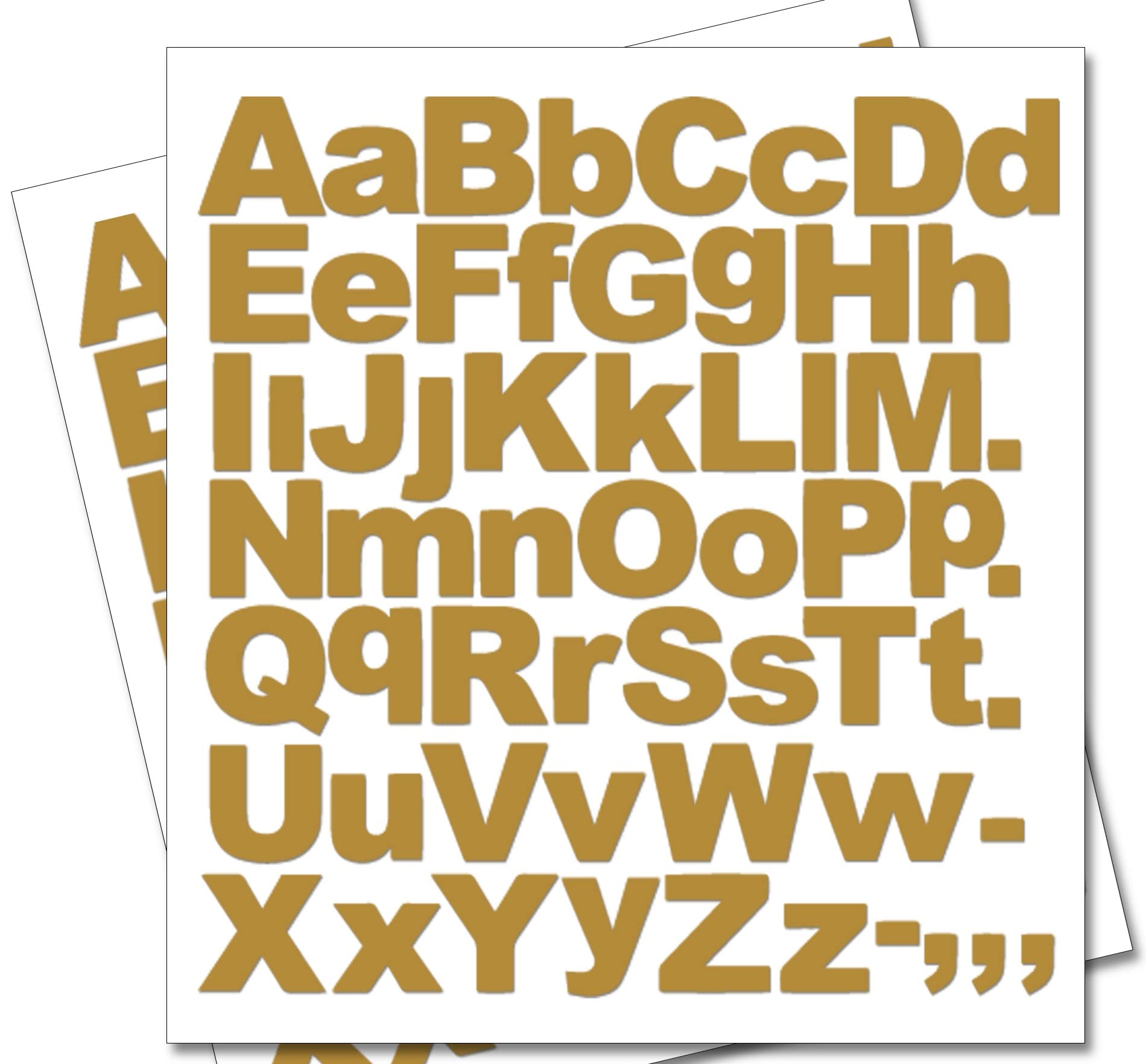 2 x Set of A-Z Gold Capital & Small Letters Full Alphabet - Removable Self Adhesive Waterproof Durable Vinyl Stickers - Cut to the sticker Shape - size 20mm