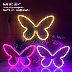 BRIGHTDECK 3 Pcs Butterfly Neon Signs, Neon Light
