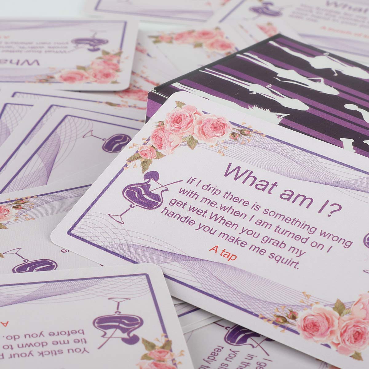 Hen Night Party Girls Night Out Games - WHAT AM I ? Hilarious Filthy Hen Party Night Out Innuendo Riddles Games Break the Ice Start the Night Adults Bride to Be Bridal Shower Wedding Hen Do Accessories, Hen Party Decorations(Credit-Card Siz