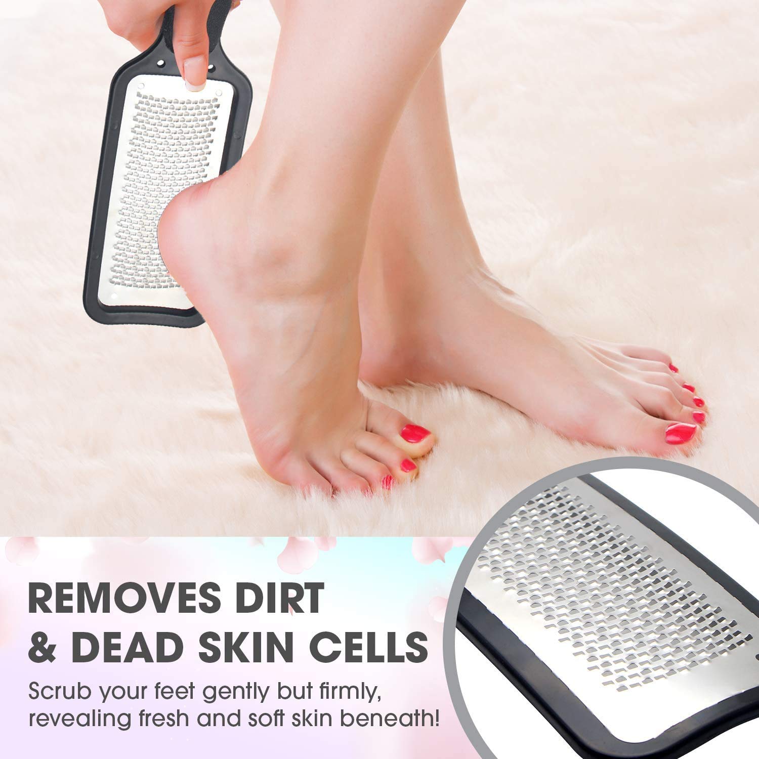ZECLIN Pedicure Rasp Foot File, Foot Scrubber, Callus Remover, Stainless Steel Foot Files for Easy Trimming Dead Skin, Callus, Foot Corn, Cracked Heels, Can be Used on Both Wet and Dry Feet (Black) : Beauty