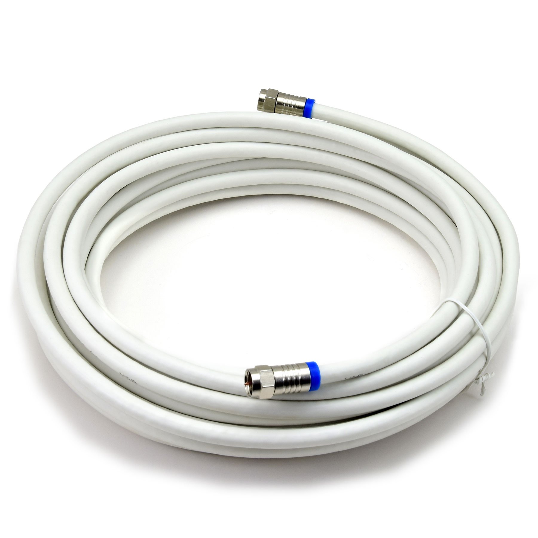 Satix Coaxial Cable 2 F-type plugs F-connectors triple shielded 120 dB class A+ for satellite dish cable tv 10 m white โ image 1