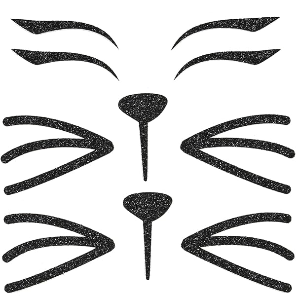 Qpout Gemas De Cara De Gato, Joyas Para La Cara Para Mujeres Y Niños, Accesorio Para Disfraz De Bigotes De Gato, 4 Hojas